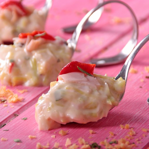 Ensaladilla de puerros, jamón y mayonesa de pimentón